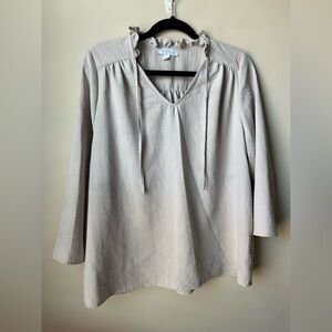 New Directions Women's 3/4 Sleeve Airflow Blouse Size Large Top Beige